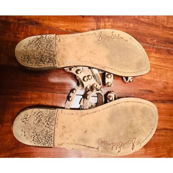 Sam Edelman Women Gold Gladiator Studded Design Slip on Flat Sandals Size 8 - Picture 5 of 5